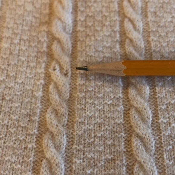 SCARF . Soft 3 colors - light lavender, tan, cream w imperfections 75" L X 24" W - Picture 6 of 13